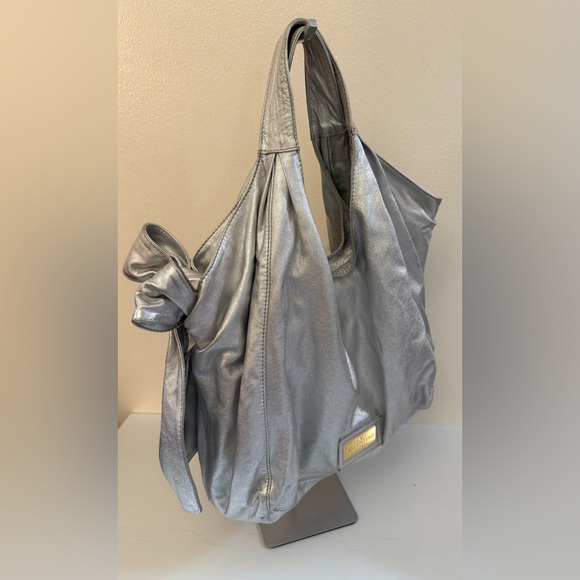 VALENTINO METALLIC LEATHER SHOULDER HOBO BAG - Picture 2 of 10